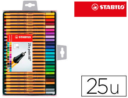 25 rotuladores Stabilo Point 88 tinta colores surtidos